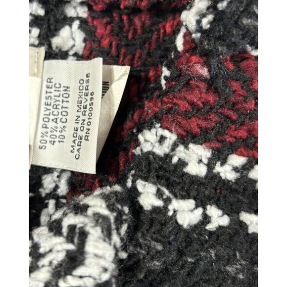 Earth Rags Festival Hoodie Red Black Baja Bohemian Striped Pullover Poncho Med - Picture 4 of 6